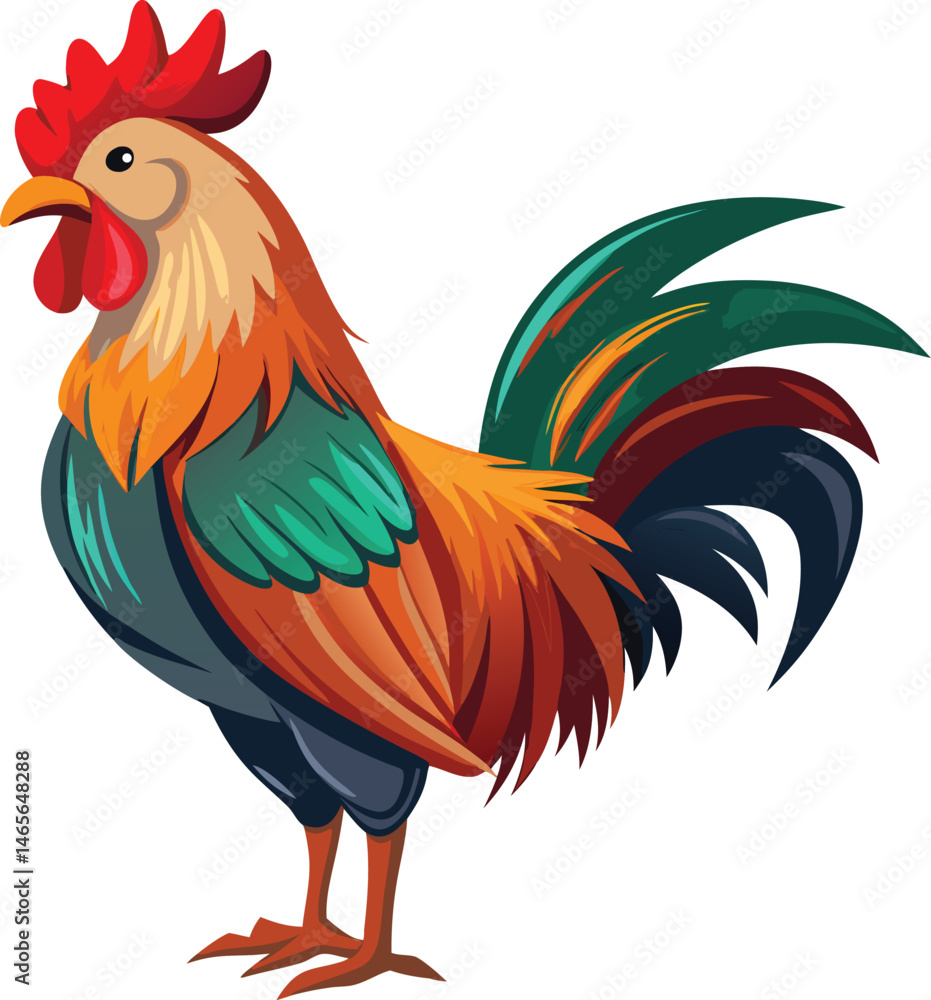 Fototapeta premium Lifelike Rooster Vector Artwork on White Background.