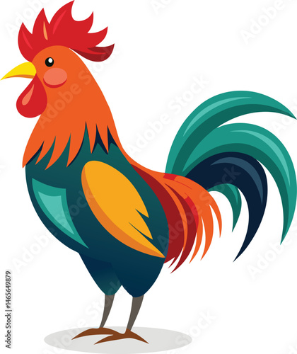Proud Standing Rooster Clipart with Bold Colors.