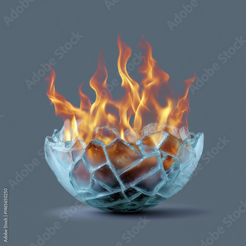 A glass bowl with a fire inside of it