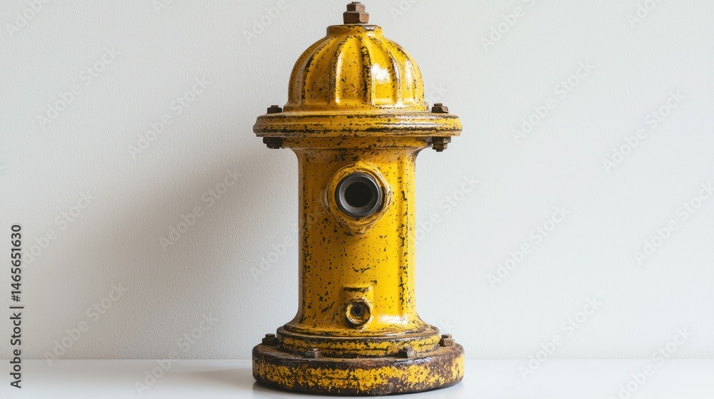 Obraz premium Yellow fire hydrant on white background. Close-up
