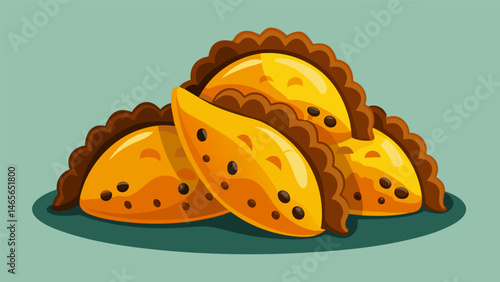 A tantalizing display of empanadas each one skillfully crafted with flaky dough and b with flavorful fillings like y black bean and corn.. Vector illustration