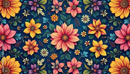 Wallpaper Mural Intricate floral pattern, repeating seamlessly , repeat, nature, ornate Torontodigital.ca