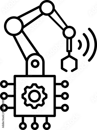 Custom-designed autonomous robot icon with editable outlines. Ideal for robotics, automation, self-driving tech, and smart machines