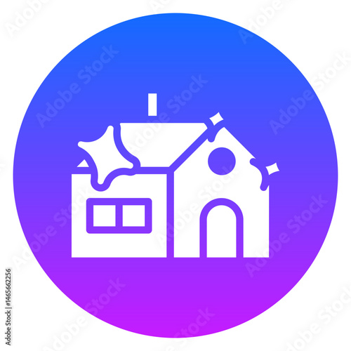 Bold Glyph Clean House Gradient Circle Icon