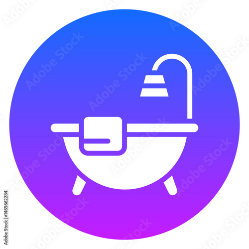 Bold Glyph Bathtub Gradient Circle Icon