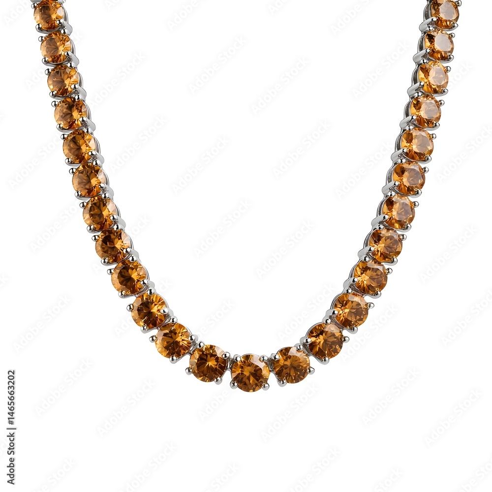 Obraz premium Indulge Luxury with a Polished Topaz Tennis Necklace Featuring Open Prong Gem Settings for Brilliance