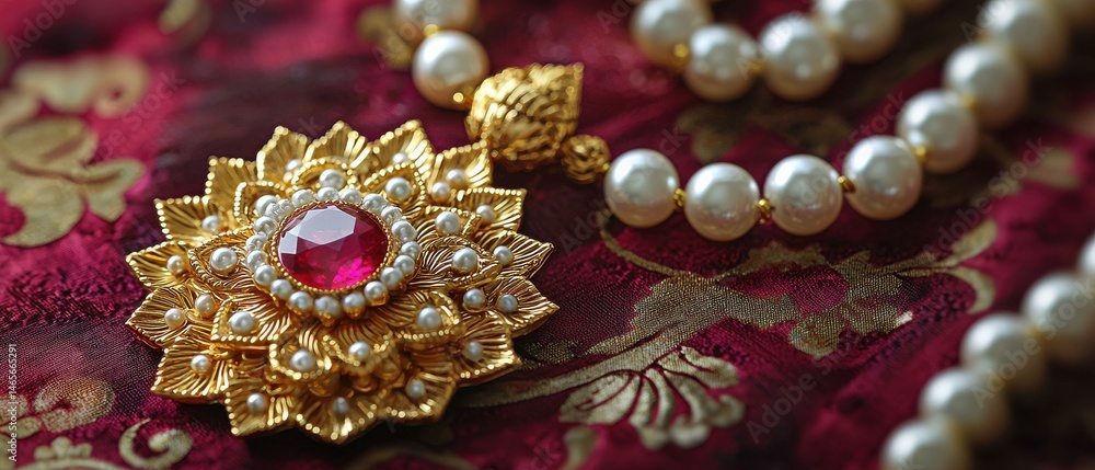 Exquisite floral pendant indianinspired lotus design with gemstones Exquisite floral pendant indianinspired lotus design with gemstones