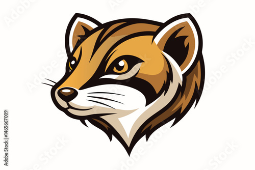 Stylized wolverine mascot head displays brown fur and piercing yellow eyes against a plain backdrop
