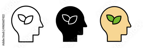 Think green icon vectors set in stroke, Filled and colored for app and website ui designs.