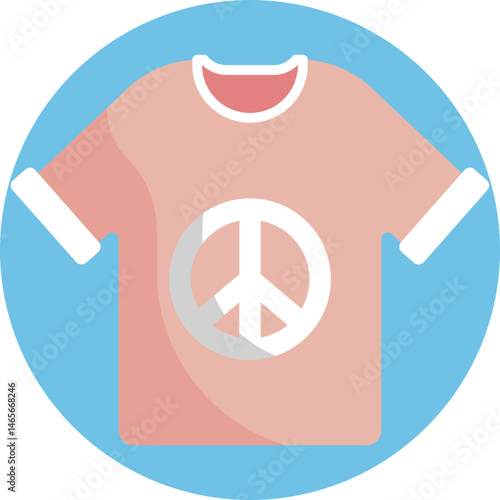 Retro T-shirt inspired by 1960s hippie culture, adorned with peace and love motifs.