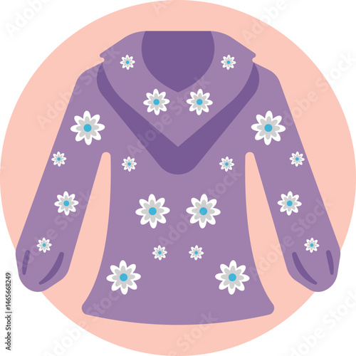 A cozy, colorful sweater often associated with comfort and free-spirited fashion in hippie culture.