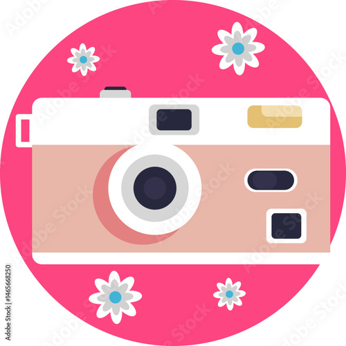Retro-style camera symbolizing the hippie era’s love for capturing moments and free-spirited adventures.
