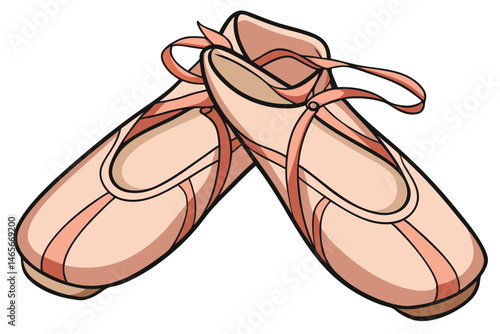 Ballet shoes positioned elegantly, showcasing the classic design and craftsmanship of traditional dance footwear in a warm and inviting aesthetic