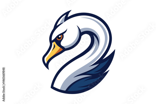 Isolated white swan head shows a strong streamlined design against a plain background