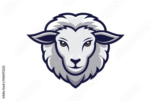 Front facing sheep head showcases woolly texture and soft brown eyes nicely
