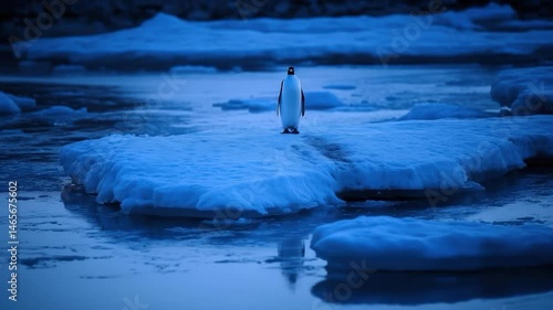Wallpaper Mural Solitary penguin on icy terrain at twilight. Torontodigital.ca