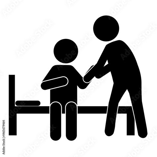 立ち上がる補助をしているピクトグラム