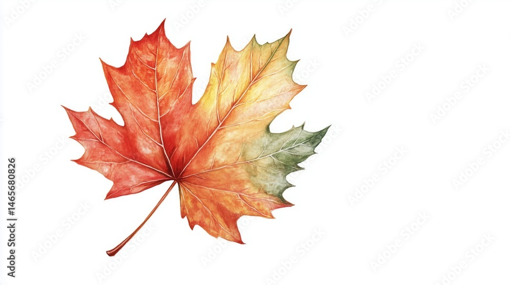 Vibrant autumn maple leaf with multicolored foliage on white background Vibrant autumn maple leaf with multicolored foliage on white background