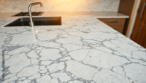 kitchen counter with a sink and a faucet