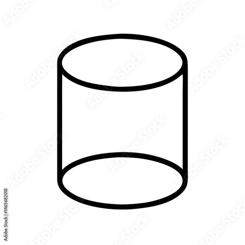 Isometric Cylinder Outline Drawing, icon, vector