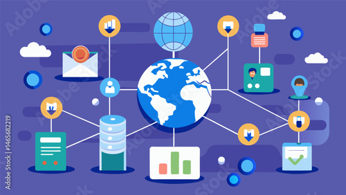 A constantly evolving network adapting to the increasing demand for data and expanding its reach to new areas.. Vector illustration