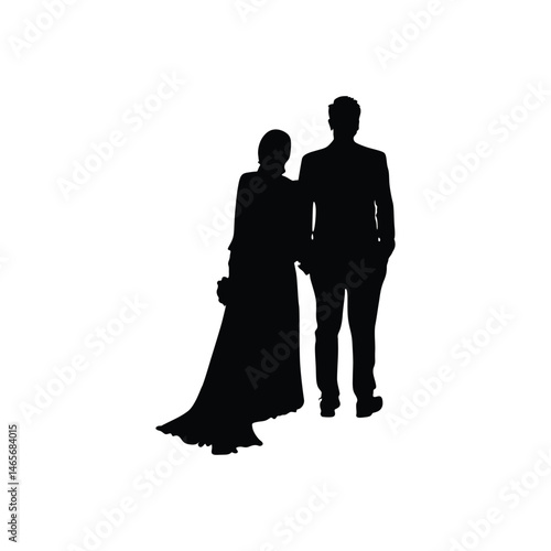 Illustration of a silhouette of a married couple holding hands