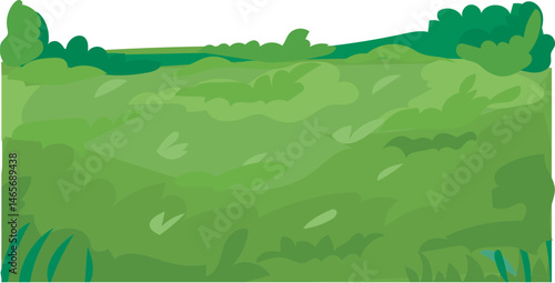 Bushy grass edge cartoon grass landscape vector illustration
