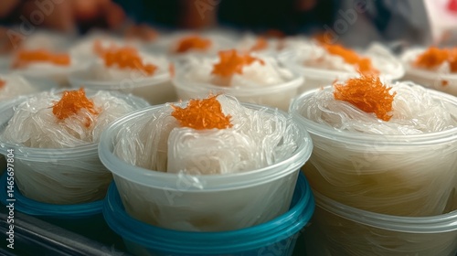 Thai sweetmeat made from vermicelli and coconut cream, a traditional dessert. 