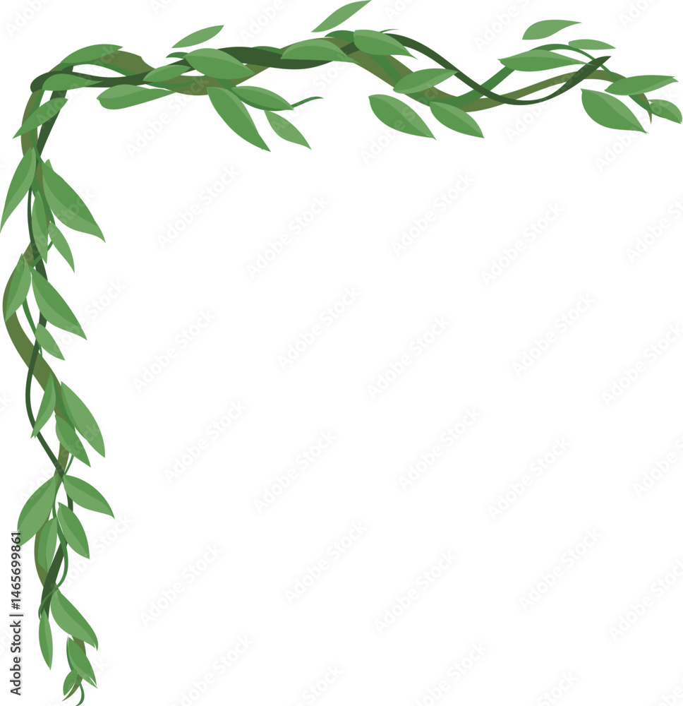 Dense leafy edge corner decorative cartoon leaf corner vector illustration Dense leafy edge corner decorative cartoon leaf corner vector illustration
