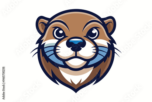 Playful otter mascot head has detailed linework that highlights its features delightfully