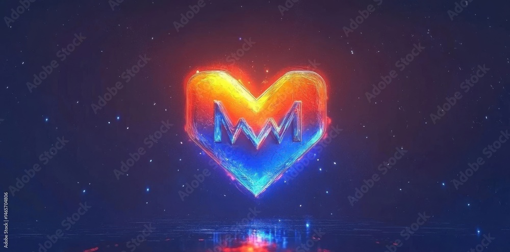 Abstract Heartbeat Waves Shape with Glowing Neon Light and Futuristic Concept Abstract Heartbeat Waves Shape with Glowing Neon Light and Futuristic Concept