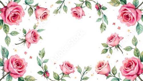 Wallpaper Mural Delicate watercolor roses & leaves, repeating pattern, dainty, print, bud Torontodigital.ca