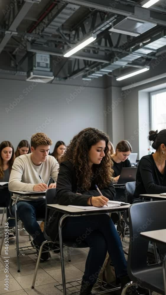 custom made wallpaper toronto digitalGroups of students are concentrated on their work in a modern classroom, taking notes and using electronic devices while sitting at individual desks in a quiet atmosphere
