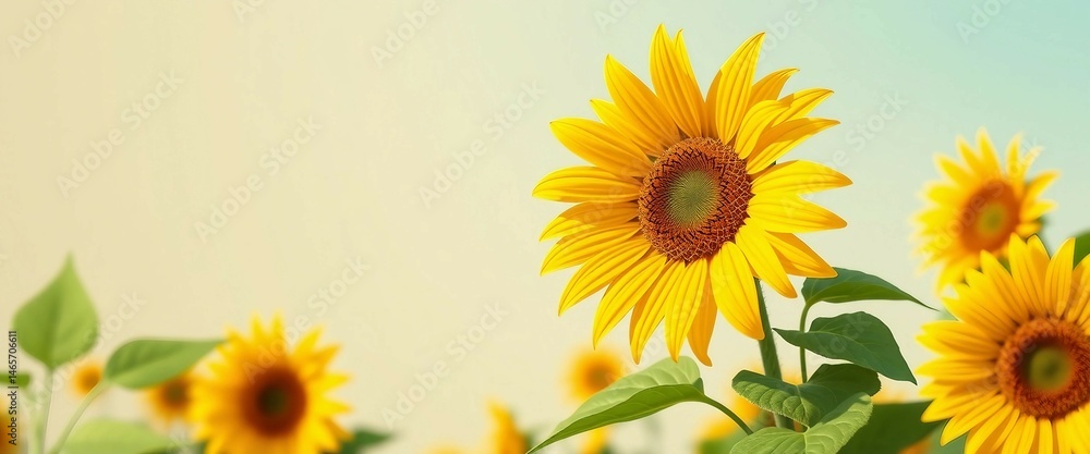 Obraz premium Stilisiertes Sonnenblumen-Design im Flat-Art-Stil mit kräftigen Farben und klaren Linien. Ideal für moderne Deko, Printables und Social-Media-Grafiken.