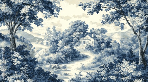 Tranquil blue landscape scene