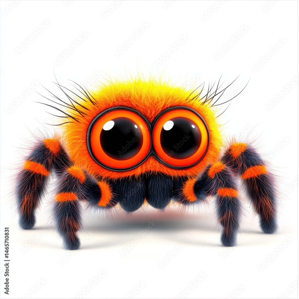 Cartoon orange spider close up on white background Cartoon orange spider close up on white background