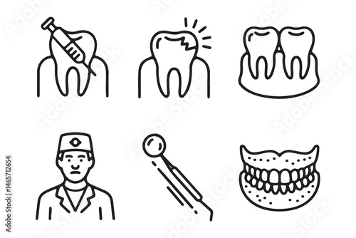 Dental Procedures and Equipment Line Icons