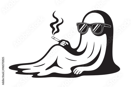 Relaxed Ghost with Sunglasses and a Cigarette