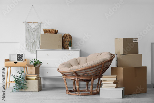 Cardboard boxes with armcha...