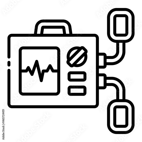 defibrillator device icon for heart emergency