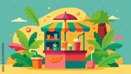 A symphony of tropical flavors dancing on your taste buds at the smoothie stand.. Vector illustration