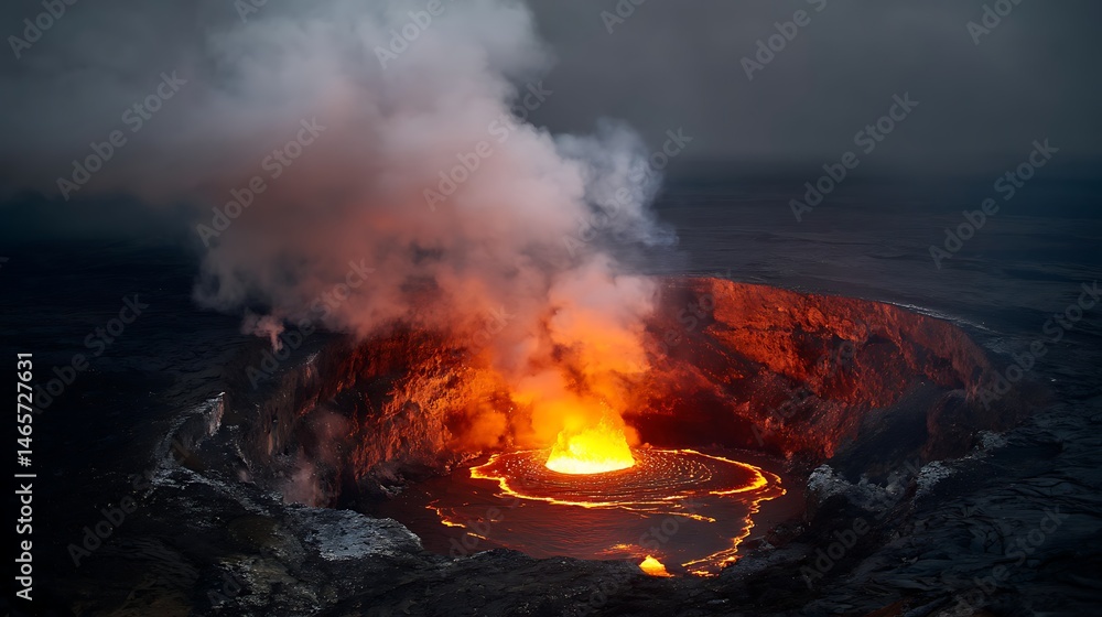 Fototapeta premium 活火山の噴火と溶岩のダイナミックな瞬間