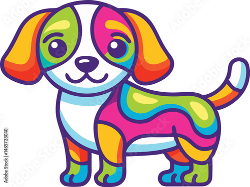 Colorful abstract puppy illustration with transparency for versatile graphic design projects