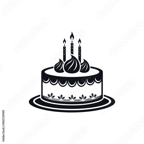 birthday cake silhouette logo vector line art logo design