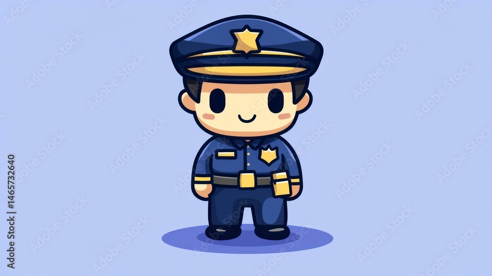 A cheerful cartoon police officer standing with a friendly smile perfect for childrens books A cheerful cartoon police officer standing with a friendly smile perfect for childrens books