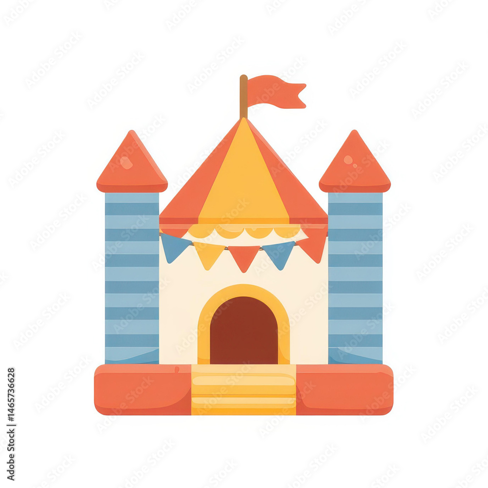 Fun and playful bounce house logo cartoon design, perfect for parties and events. A vibrant, isolated vector illustration Fun and playful bounce house logo cartoon design, perfect for parties and events. A vibrant, isolated vector illustration