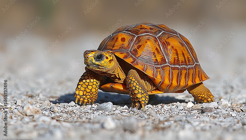Obraz premium Radiant tortoise strolling on gravel