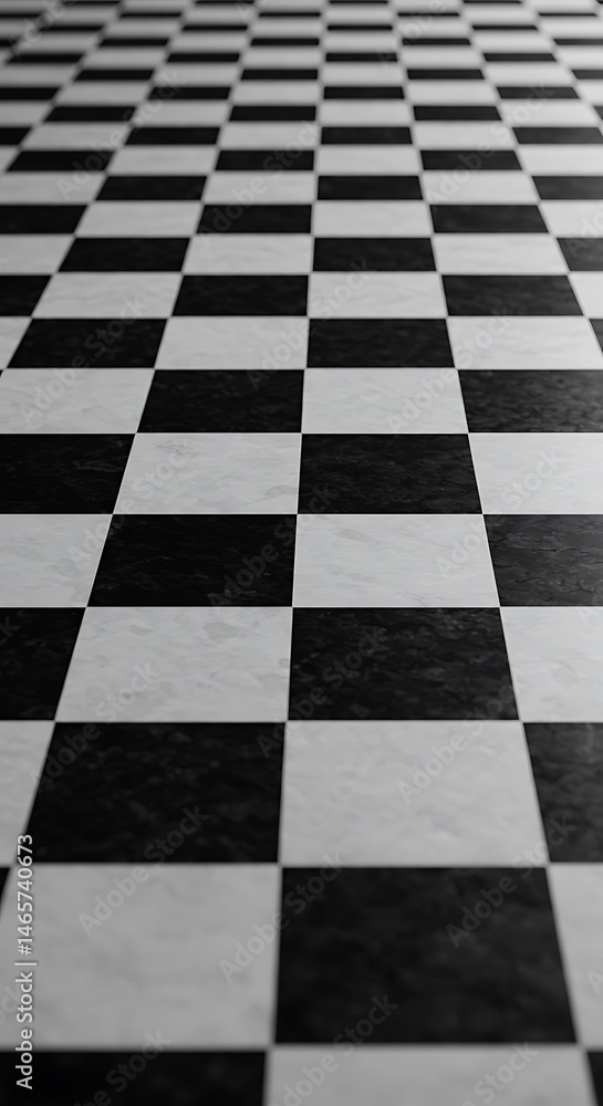 Obraz premium Black and White Checkerboard: A Vanishing Point Perspective