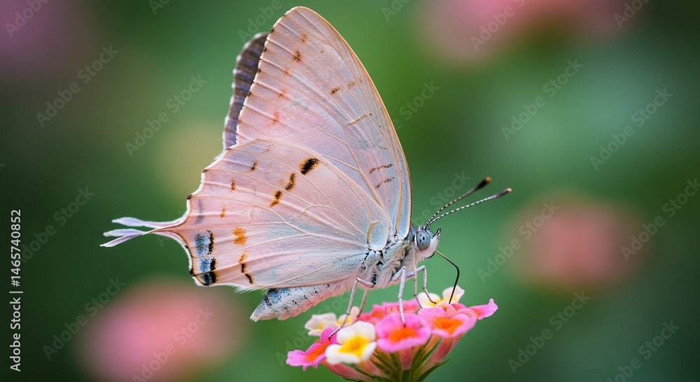 Obraz premium Delicate Pink Butterfly on Vibrant Flower Close Up Macro Photography of Insect in Nature