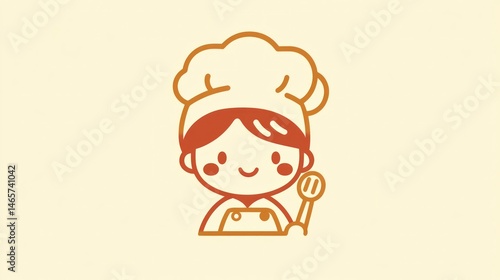 Wallpaper Mural Chef Character with Chef Hat and Spatula Adorable Cartoon Illustration for Culinary Themes Torontodigital.ca